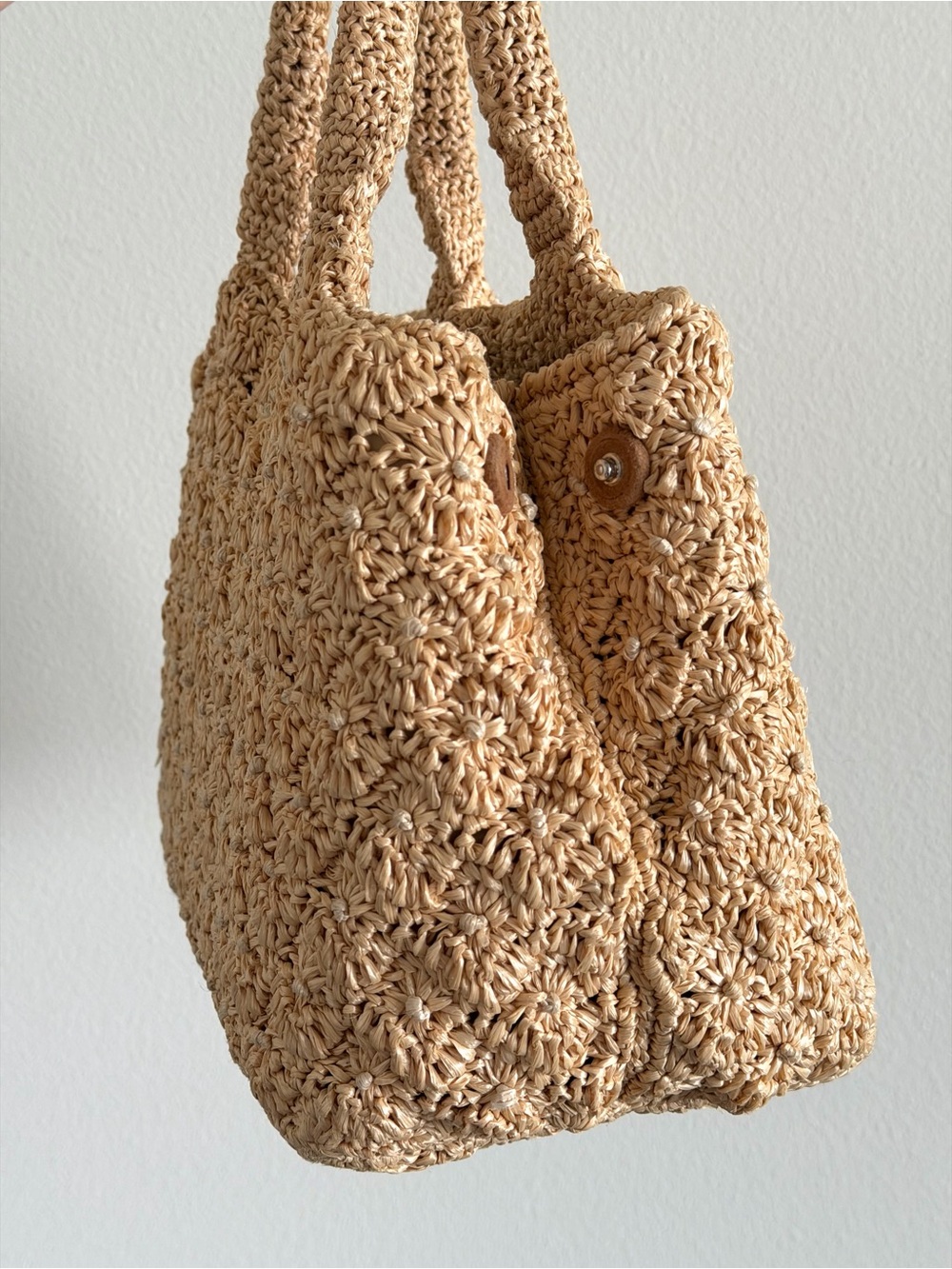 Prada Canapa Raffia Tote Bag with Bag Charm - Picture 4 of 16